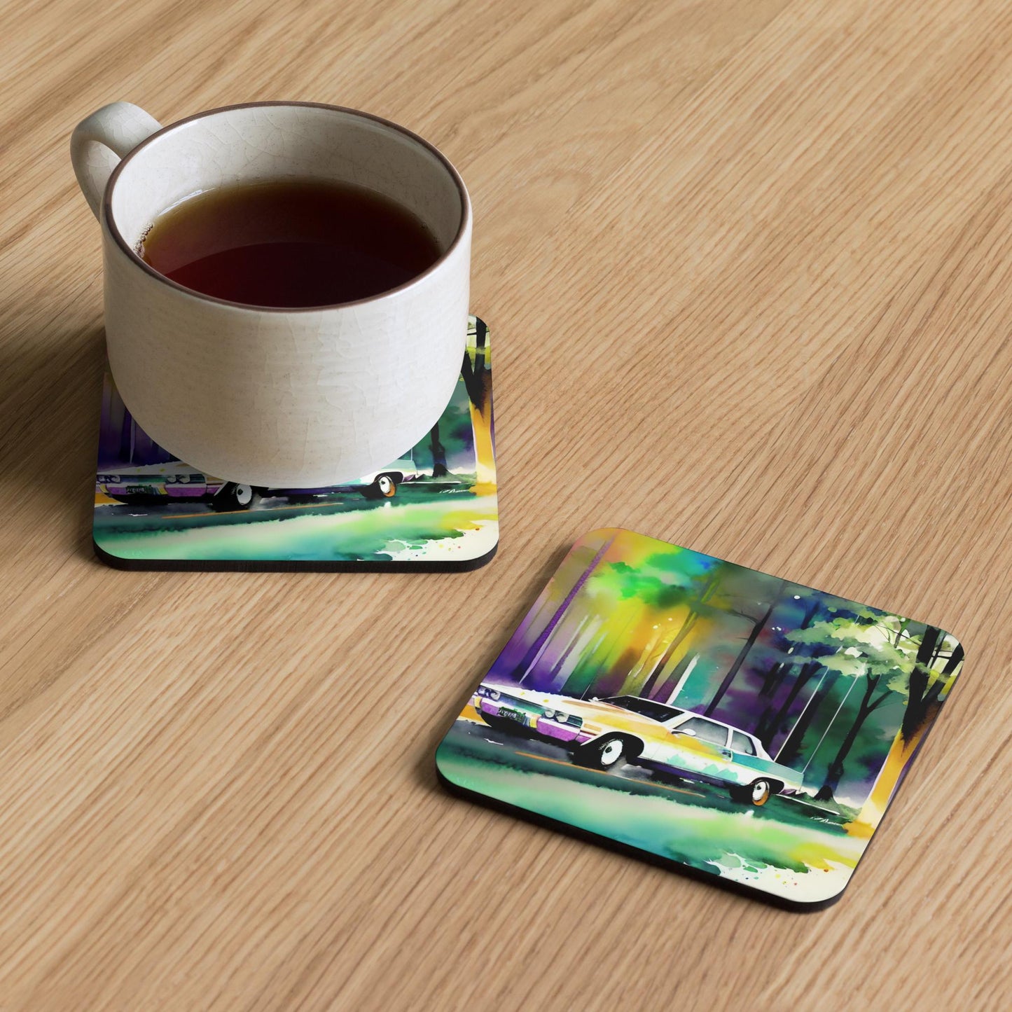 Watercolor Caddi Cork-back coaster