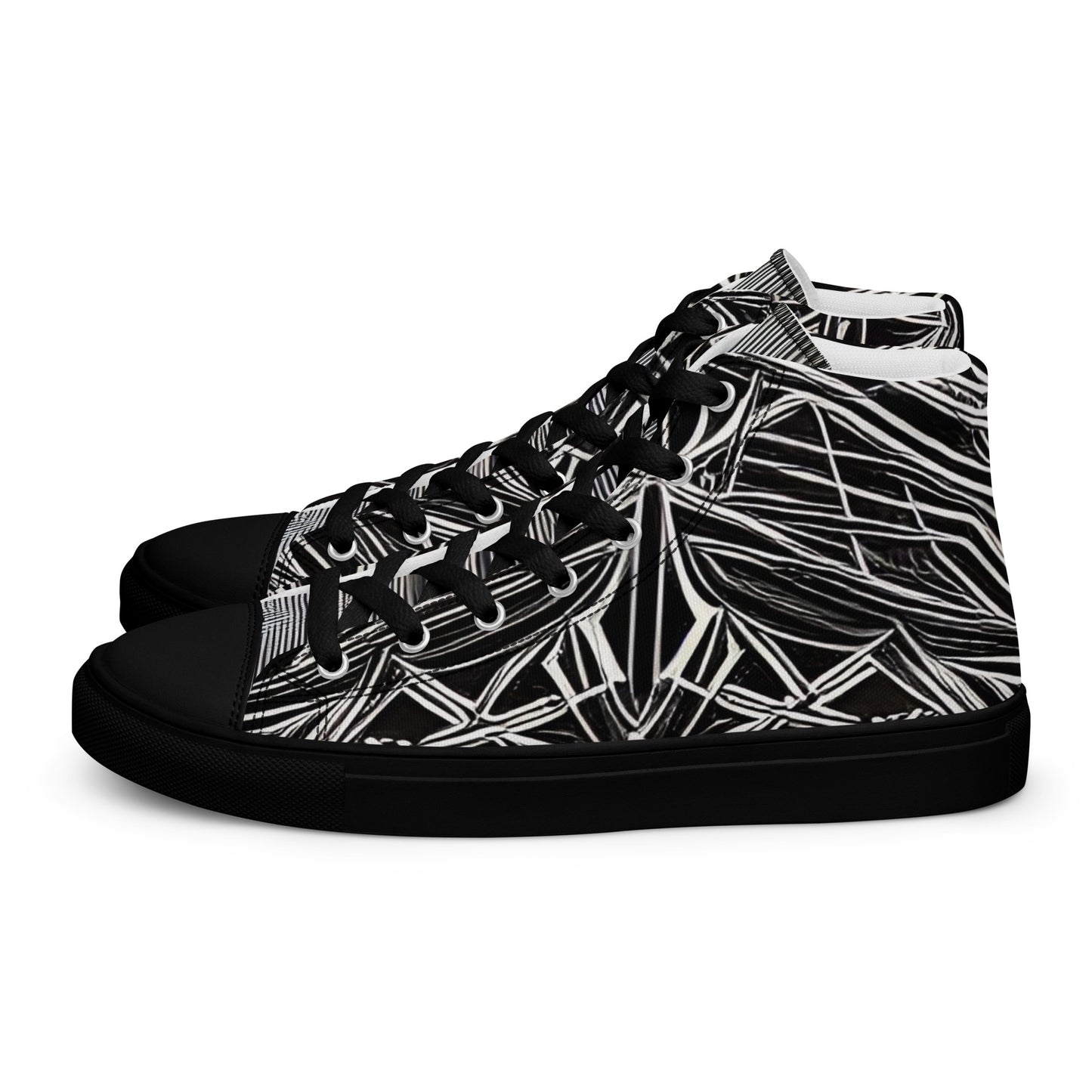 Black Flare Men’s High Top Canvas Shoes